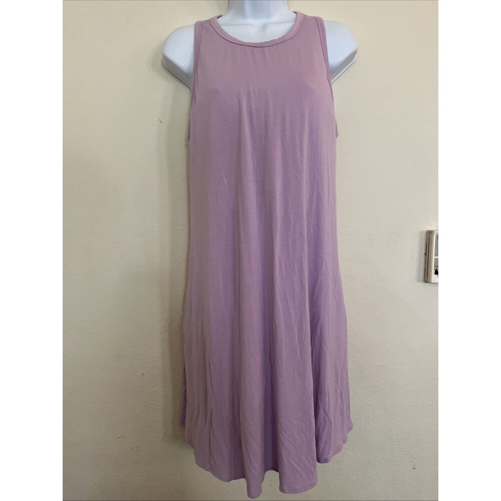 SheBird Tunic Tank Bra Dress Built In Bra Modal Sleeveless Pockets Lavendar 5 L